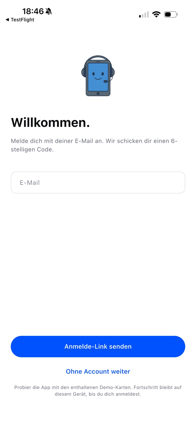 CURRENT welcome screen — email sign-in or continue as guest